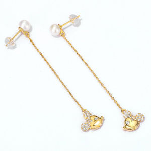 Pearl Mickey Mouse Earrings Sterling Silver Studs